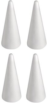 Rayher hobby materialen Piepschuim kegel - 4x - wit - H28 cm - styropor vormen - Hobby/DIY - knutselmateriaal