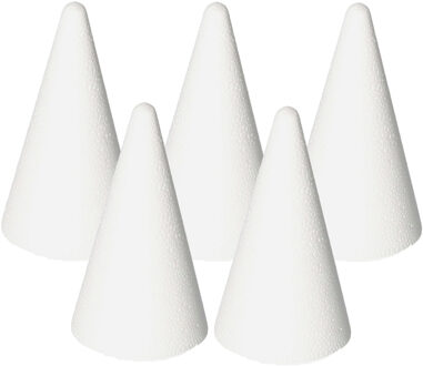Rayher hobby materialen Piepschuim kegel - 5x stuks - wit - H12 cm - styropor vormen - Hobby/diy - knutselmateriaal