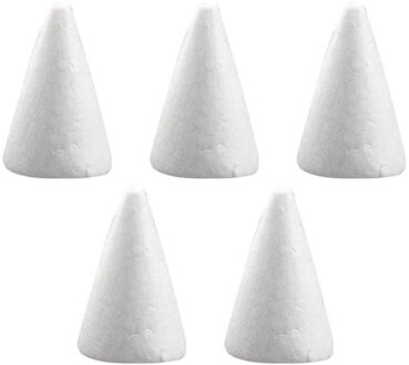 Rayher hobby materialen Piepschuim kegel - 5x stuks - wit - H6 cm - styropor vormen - Hobby/diy - knutselmateriaal