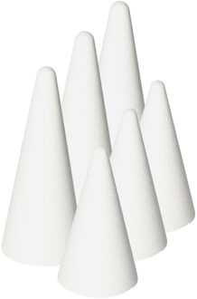 Rayher hobby materialen Piepschuim kegels pakket - 6x stuks - wit - hoogte 12 en 21 cm - Hobby basis vormen - knutselen