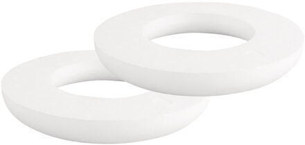 Rayher hobby materialen Piepschuim ring/krans - 2x - plat - wit - 25 cm - styropor - hobby figuren - DIY - knutselen
