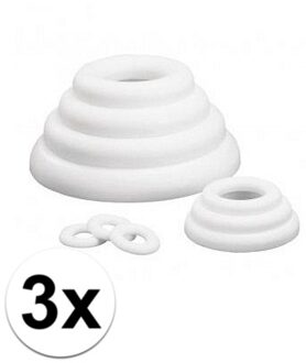 Rayher hobby materialen Piepschuim ring/krans - 3x - plat - wit - 30 cm - styropor - hobby figuren - DIY - knutselen