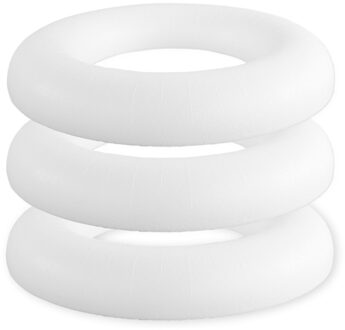 Rayher hobby materialen Piepschuim ring/krans - 3x - plat - wit - 35 cm - styropor - hobby figuren - DIY - knutselen