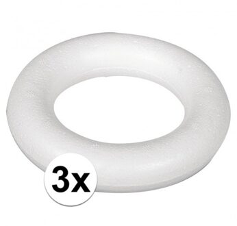 Rayher hobby materialen Piepschuim ring/krans - 3x - wit - 15 cm - styropor - hobby figuren - DIY - knutselen