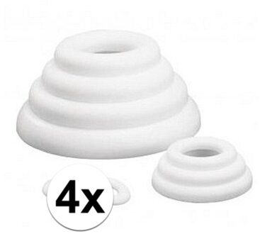 Rayher hobby materialen Piepschuim ring/krans - 4x - plat - wit - 30 cm - styropor - hobby figuren - DIY - knutselen