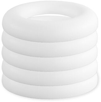Rayher hobby materialen Piepschuim ring/krans - 5x - plat - wit - 35 cm - styropor - hobby figuren - DIY - knutselen