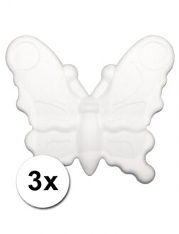 Rayher hobby materialen Piepschuim vlinder - 3x stuks - 12,5 cm - styropor - hobby vormen/figuren - vlinders