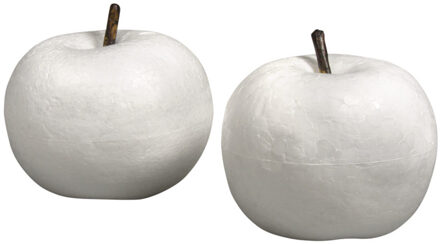 Rayher hobby materialen Piepschuim vorm/figuur fruit Appel - set 2x stuks - wit - H7 cm - Hobby materialen