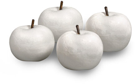 Rayher hobby materialen Piepschuim vorm/figuur fruit Appel - set 4x stuks - wit - H7 cm - Hobby materialen