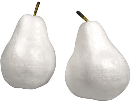 Rayher hobby materialen Piepschuim vorm/figuur fruit Peer - set 2x stuks - wit - H9 cm - Hobby materialen
