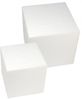 Rayher hobby materialen Piepschuim vorm/figuur kubussen - set van 2x - wit - 20 x 20 cm/15 x 15 cm - Hobby materialen