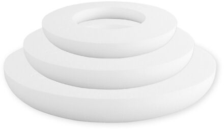 Rayher hobby materialen Piepschuim vorm/figuur Platte ringen - set van 3x - wit - Dia 25/30/35 cm - Hobby materialen