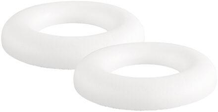 Rayher hobby materialen Piepschuim vorm/figuur ronde ring - 2x - wit - Dia 22 cm - Hobby materialen