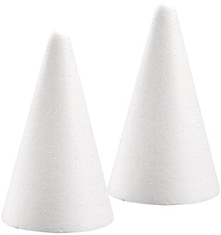 Rayher hobby materialen Piepschuim vorm/figuur spitse kegel - 2x - wit - H12 cm - Hobby materialen