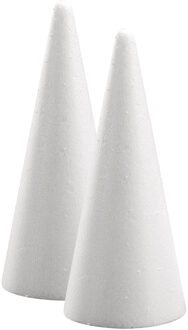 Rayher hobby materialen Piepschuim vorm/figuur spitse kegel - 2x - wit - H28 cm - Hobby materialen