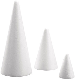 Rayher hobby materialen Piepschuim vorm/figuur spitse kegels - set van 3x - wit - H12/21/28 cm - Hobby materialen