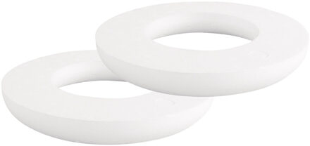 Rayher hobby materialen Piepschuim vorm/figuur vlakke/platte ring - 2x - wit - Dia 20 cm - Hobby materialen