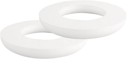 Rayher hobby materialen Piepschuim vorm/figuur vlakke/platte ring - 2x - wit - Dia 35 cm - Hobby materialen