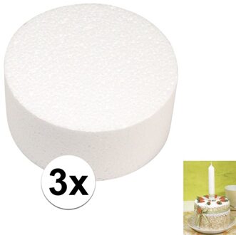 Rayher hobby materialen Piepschuim vormen schijf - 3x - Dia 10 cm breed en 7 cm dik - hobby figuren artikelen Wit