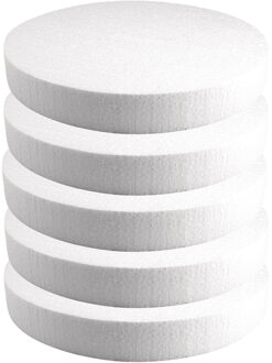Rayher hobby materialen Piepschuim vormen schijf - 5x - Dia 30 cm breed en 4 cm dik - hobby figuren artikelen Wit