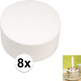 Rayher hobby materialen Piepschuim vormen schijf - 8x - Dia 10 cm breed en 7 cm dik - hobby figuren artikelen Wit