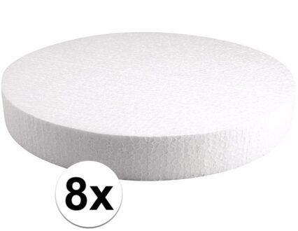 Rayher hobby materialen Piepschuim vormen schijf - 8x - Dia 30 cm breed en 4 cm dik - hobby figuren artikelen Wit