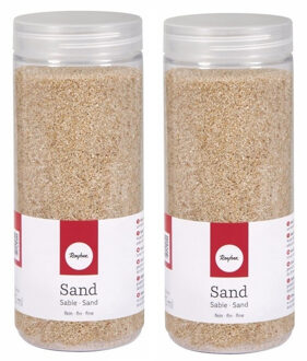 Rayher hobby materialen Rayer Hobby fijn decoratie zandkorrels - 2x - beige - 475 ml - zandkorrels - knutselmateriaal