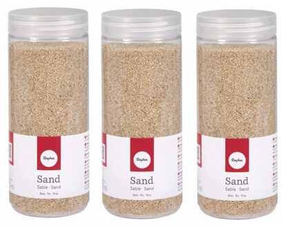 Rayher hobby materialen Rayer Hobby fijn decoratie zandkorrels - 3x - beige - 475 ml - zandkorrels - knutselmateriaal