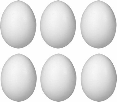 Rayher hobby materialen Rayer Hobby piepschuim ei - Pakket van 6x stuks - 10 cm - wit - Pasen decoratie - tempex paaseieren