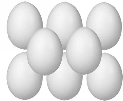 Rayher hobby materialen Rayer Hobby piepschuim ei - Pakket van 8x stuks - 10 cm - wit - Pasen decoratie - tempex paaseieren