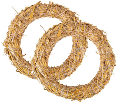 Rayher hobby materialen Rayher Decoratie krans van stro - Set van 2x stuks - 35 x 6,5 cm - DIY kransen maken - kerst deurkra