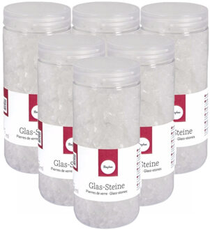 Rayher hobby materialen Rayher decoratie steentjes - 5x potje - glas - transparant - 475 ml - bloempotten/vazen