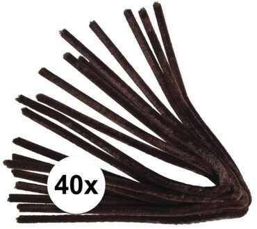 Rayher hobby materialen Rayher hobby 40x stuks chenilledraden - bruin - 50 cm - pijpenragers - Hobby knutselen materialen