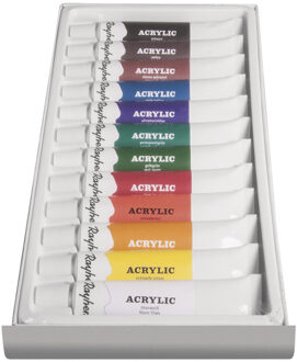 Rayher hobby materialen Rayher hobby Acrylverf schilder setje - 12 kleuren tubes van 12 ml - Knutselmateriaal - creatief