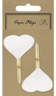 Rayher hobby materialen Rayher hobby blanco cocktailprikkers - bruiloft hartjes - 10x stuks - Huwelijk versiering Wit