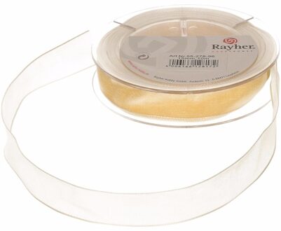 Rayher hobby materialen Rayher Hobby decoratie organza sierlint - 1x - creme wit - 1,5 cm/15 mm x 10 meter - Cadeaulint