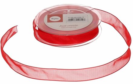Rayher hobby materialen Rayher Hobby decoratie organza sierlint - 1x - rood - 1,5 cm/15 mm x 10 meter - Cadeaulint