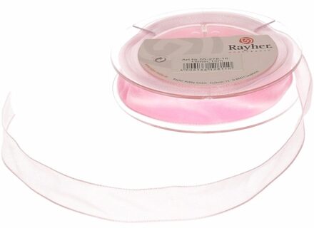 Rayher hobby materialen Rayher Hobby decoratie organza sierlint - 1x - roze - 1,5 cm/15 mm x 10 meter - Cadeaulint
