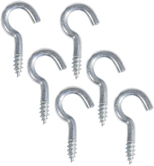 Rayher hobby materialen Rayher hobby gebogen schroefhaken - 24x stuks - verzinkt - 20 mm - ophanghaakjes