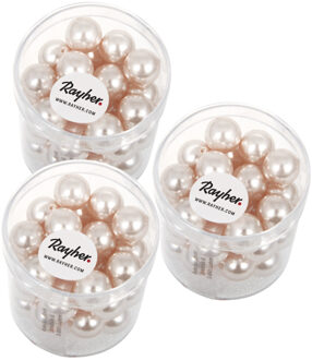 Rayher hobby materialen Rayher hobby glaskralen parels - roze / parelmoer - 105x stuks - 10 mm - DIY sieraden maken