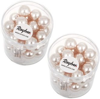 Rayher hobby materialen Rayher hobby glaskralen parels - roze / parelmoer - 70x stuks - 10 mm - DIY sieraden maken