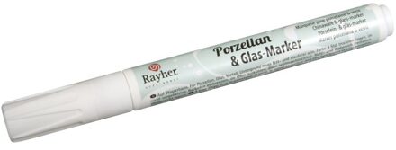 Rayher hobby materialen Rayher hobby glasmarker/stift - Wit - glas en porselein markeer stiften - beschrijven - punt 1-2 mm - Hobbystiften