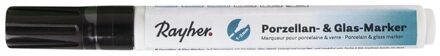 Rayher hobby materialen Rayher hobby glasstift/porseleinstift marker - zwart - 1-2 mm punt - knutselen