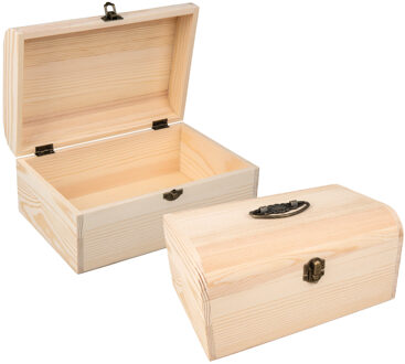 Rayher hobby materialen Rayher Hobby kistje/box - 2x - hout - met sluiting en deksel - 24 x 16 x 11 cm - opbergen