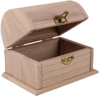 Rayher hobby materialen Rayher Hobby kistje/box - hout - met sluiting en deksel - 10 x 6 x 6 cm - opbergen Ivoorwit
