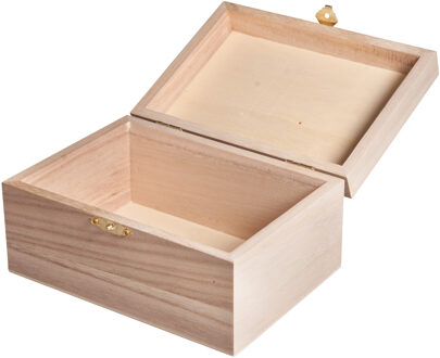Rayher hobby materialen Rayher Hobby kistje/box - hout - met sluiting en deksel - 15 x 11 x 8 cm - opbergen