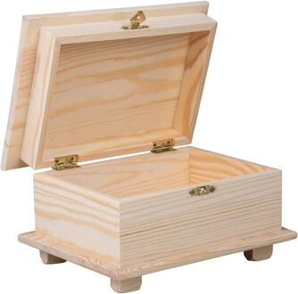 Rayher hobby materialen Rayher Hobby kistje/box - hout - met sluiting en deksel - 19 x 10 x 13 cm - opbergen Naturel