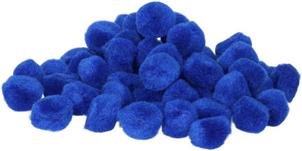 Rayher hobby materialen Rayher Hobby knutsel pompons - 15 mm - blauw - 60x stuks - vormen/figuren/bolletjes