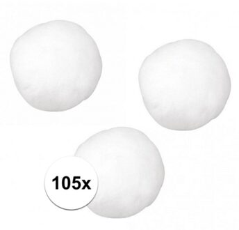 Rayher hobby materialen Rayher hobby knutsel pompons - 25 mm - wit - 105x stuks - zelf dieren figuren maken