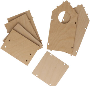 Rayher hobby materialen Rayher hobby/knutselen Vogelhuisje om zelf te bouwen - Set van 6x stuks - Hout - DHZ pakket - 17 cm